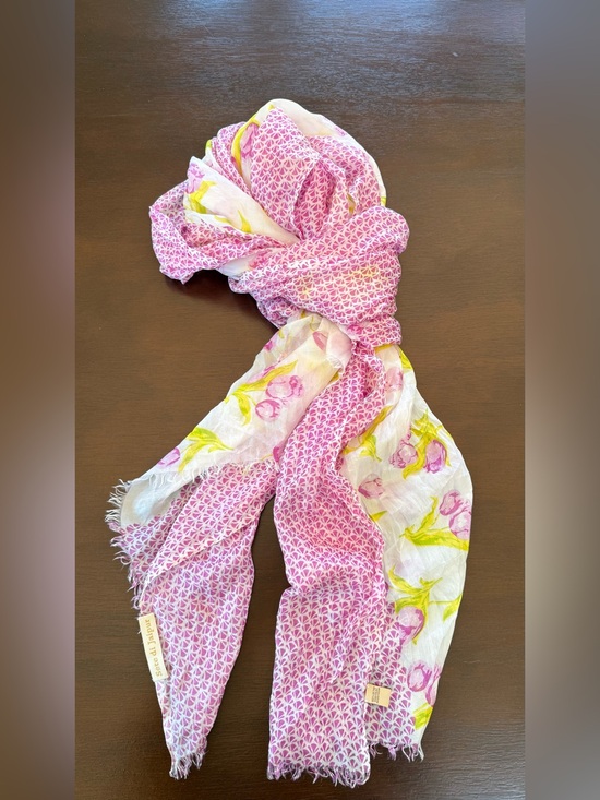 None Accessories - Silk Pink Floral Women's Scarf by